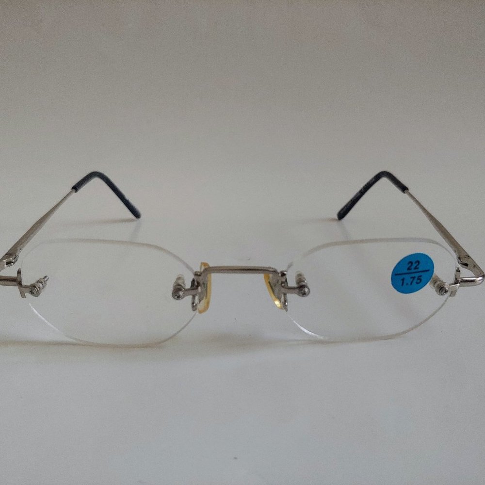 (NWT) Vintage 90's Octagon Shape Rimless Reading Glasses +1.25 (S.Silver)